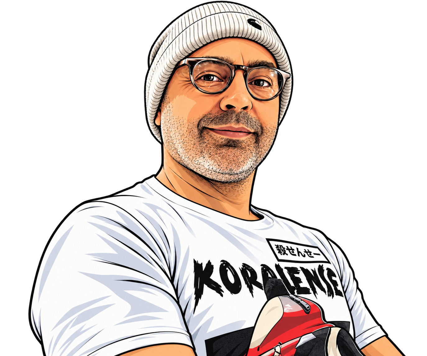 Portrait illustré de David Mertens, photographe de rue
